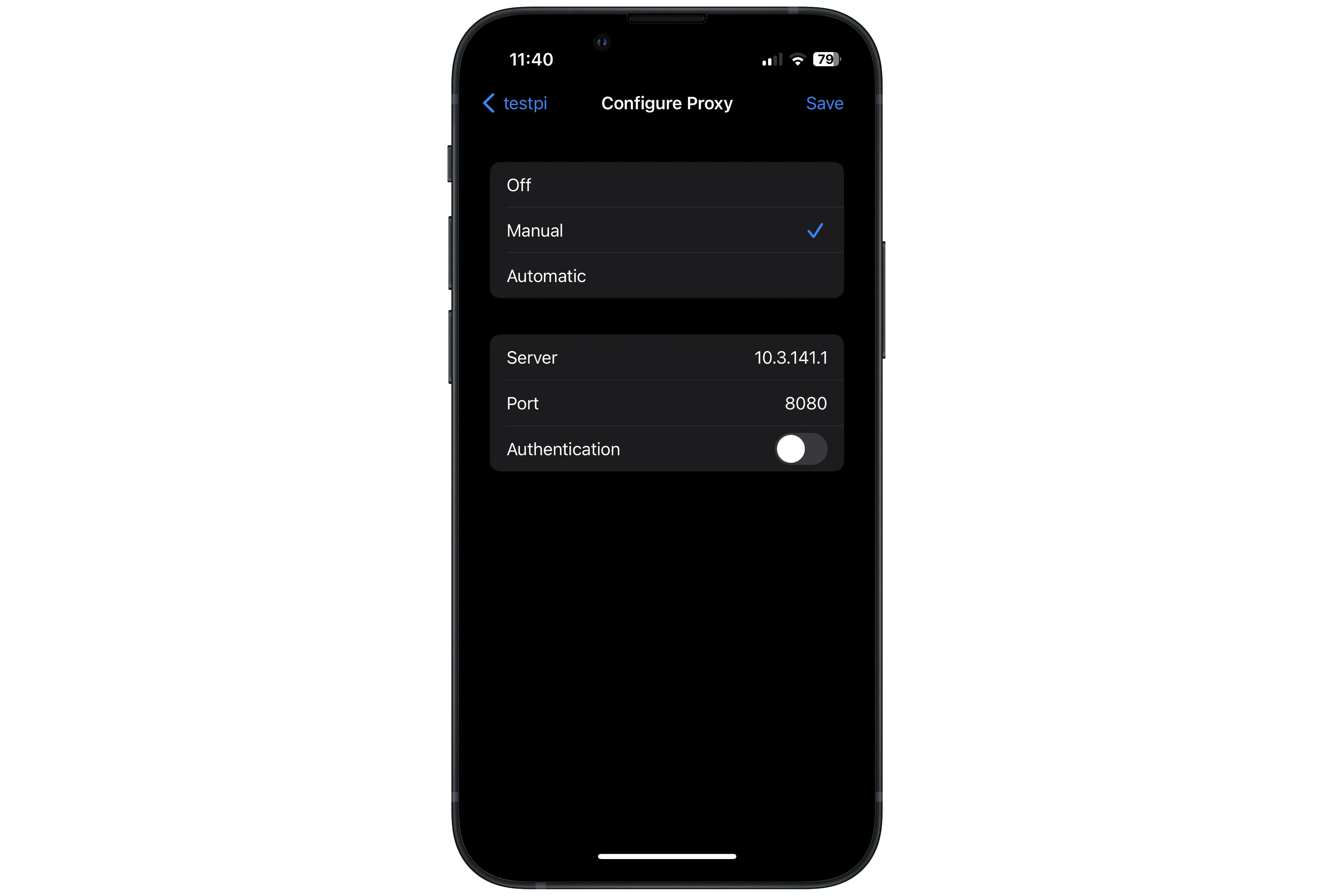 Proxy settings